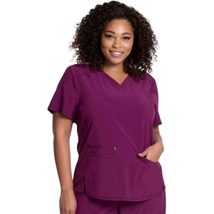 image:imageCherokee Allura VNeck Womens Scrub Tops Nurse Shirt with 3 PocketsWine