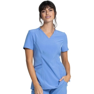 image:imageCherokee Allura Womens Medical Scrub Shirts V Neck Top with 3 PocketsCiel Blue