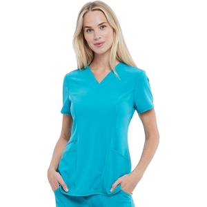 image:imageCherokee Allura Womens Medical Scrub Shirts V Neck Top with 3 PocketsTeal Blue