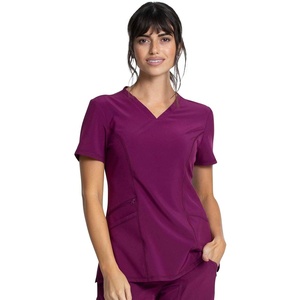 image:imageCherokee Allura Womens Medical Scrub Shirts V Neck Top with 3 PocketsWine