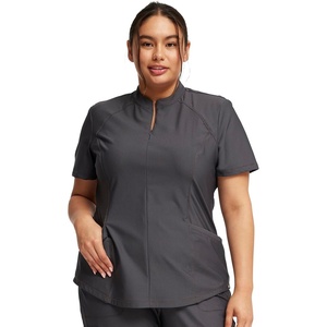 image:imageCherokee Form Women Scrubs Top Partial Zip Front CK707Pewter