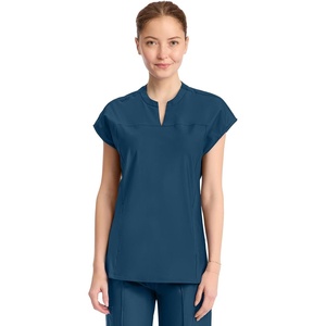 image:imageCherokee Kinetic Henley Womens Scrub Top Dolman Sleeves 2 Zipper PocketsCaribbean Blue