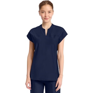 image:imageCherokee Kinetic Henley Womens Scrub Top Dolman Sleeves 2 Zipper PocketsNavy