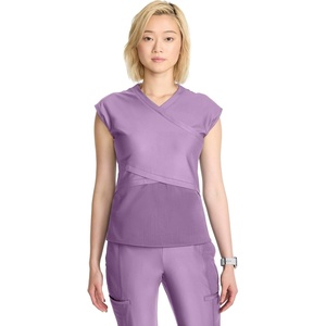 image:imageCherokee Kinetic V Neck Wrap Scrub Top for Women with Dolman SleevesLivewire Lilac