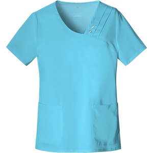 image:imageCherokee Luxe Women Scrubs Top Crossover VNeck PinTuck 1999Blue Wave