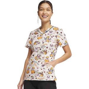 image:imageCherokee Prints Women Scrubs Top VNeck Print CK646Pugkin Spice Season
