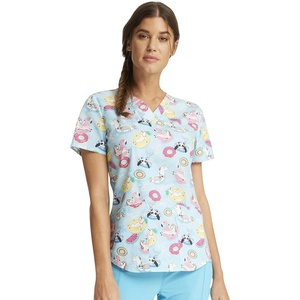 image:imageCherokee Prints Women Scrubs Top VNeck Print CK652Go With the Float