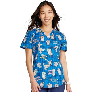 image:imageCherokee Prints Women Scrubs Top VNeck Print CK652Happy as a Quokka