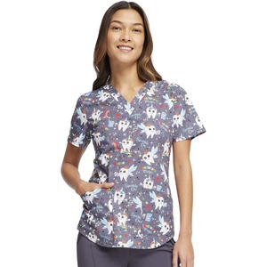 image:imageCherokee Prints Women Scrubs Top VNeck Print CK652Toothicorn Magic