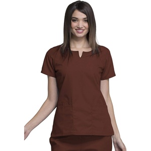image:imageCherokee Women Scrubs Top Workwear Originals Round Neck 4824Chocolate