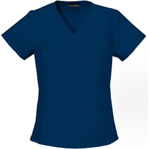 image:imageCherokee Womens Flexibles Contrast Black VNeck Knit Panel TopNavy