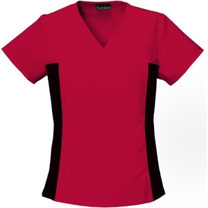 image:imageCherokee Womens Flexibles Contrast Black VNeck Knit Panel TopRed