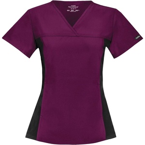 image:imageCherokee Womens Flexibles Contrast Black VNeck Knit Panel TopWine
