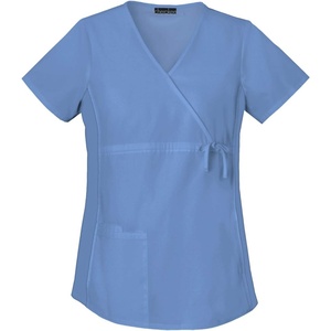 image:imageCherokee Womens Maternity Mock Wrap Knit Panel TopCeil Blue