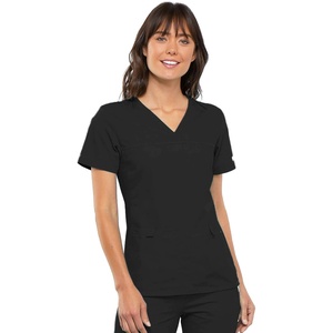 image:imageCherokee Womens Scrubs Flexibles Sporty VNeck Knit Panel TopBlack