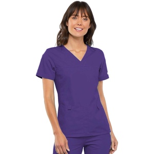 image:imageCherokee Womens Scrubs Flexibles Sporty VNeck Knit Panel TopGrape