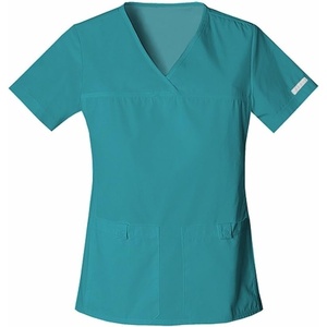 image:imageCherokee Womens Scrubs Flexibles Sporty VNeck Knit Panel TopTeal Blue