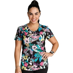 image:imageCherokee iFlex Women Scrubs Top VNeck Print CK732Dreamy Jungle