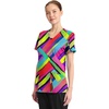 image:imageWomens Round Neck Print Top with Brush Away Blooms by InfinityColor Block Stripe