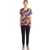 image:imageWomens Round Neck Print Top with Brush Away Blooms by InfinityColor Block Stripe