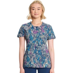 image:imageWomens Round Neck Print Top with Brush Away Blooms by InfinityColorful Distress