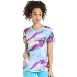 image:imageWomens Round Neck Print Top with Brush Away Blooms by InfinityPainted Prism