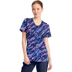 image:imageWomens Round Neck Print Top with Brush Away Blooms by InfinityStaggered Marble