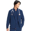 image:imageCherokee IN Scrub Jacket for Men Zip Front Rib Knit Collar 3 PocketsNavy