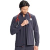 image:imageCherokee IN Scrub Jacket for Men Zip Front Rib Knit Collar 3 PocketsPewter