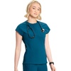 image:imageCherokee Infinity Womens Scrub Top Round Neck 3 Zip PocketsCaribbean Blue