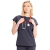 image:imageCherokee Infinity Womens Scrub Top Round Neck 3 Zip PocketsPewter