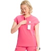 image:imageCherokee Infinity Womens Scrub Top Round Neck 3 Zip PocketsPower Pink
