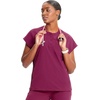 image:imageCherokee Infinity Womens Scrub Top Round Neck 3 Zip PocketsWine