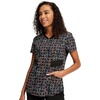 image:imageInfinity Contemporary Womens VNeck Print Scrub Top with 2 Pockets Back Princess Seams Shirttail Hem amp Side Vents  CK771Links of Love
