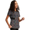 image:imageInfinity Contemporary Womens VNeck Print Scrub Top with 2 Pockets Back Princess Seams Shirttail Hem amp Side Vents  CK771Links of Love