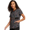image:imageInfinity Contemporary Womens VNeck Print Scrub Top with 2 Pockets Back Princess Seams Shirttail Hem amp Side Vents  CK771Links of Love