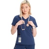 image:imageInfinity by Cherokee Womens VNeck Scrub Top with Kangaroo Pocket HighLow Hem  IN620ANavy