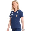 image:imageInfinity by Cherokee Womens VNeck Scrub Top with Kangaroo Pocket HighLow Hem  IN620ANavy