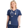 image:imageInfinity by Cherokee Womens VNeck Scrub Top with Kangaroo Pocket HighLow Hem  IN620ANavy