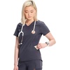 image:imageInfinity by Cherokee Womens VNeck Scrub Top with Kangaroo Pocket HighLow Hem  IN620APewter