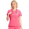 image:imageInfinity by Cherokee Womens VNeck Scrub Top with Kangaroo Pocket HighLow Hem  IN620APower Pink