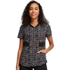 image:imageInfinity Contemporary Womens VNeck Print Scrub Top with 2 Pockets Back Princess Seams Shirttail Hem amp Side Vents  CK771Links of Love