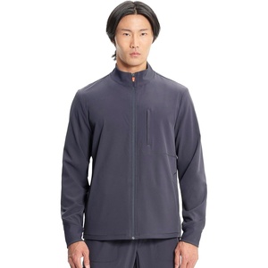 image:imageCherokee IN Scrub Jacket for Men Zip Front Rib Knit Collar 3 PocketsPewter