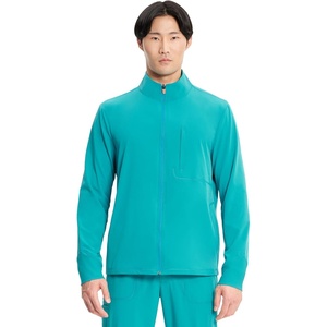 image:imageCherokee IN Scrub Jacket for Men Zip Front Rib Knit Collar 3 PocketsTeal Blue