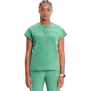 image:imageCherokee Infinity Womens Scrub Top Round Neck 3 Zip PocketsMatcha Latte