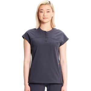image:imageCherokee Infinity Womens Scrub Top Round Neck 3 Zip PocketsPewter