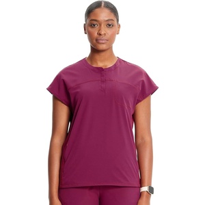image:imageCherokee Infinity Womens Scrub Top Round Neck 3 Zip PocketsWine