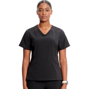 image:imageInfinity by Cherokee Womens VNeck Scrub Top with Kangaroo Pocket HighLow Hem  IN620ABlack