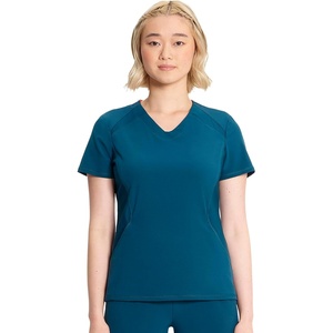 image:imageInfinity by Cherokee Womens VNeck Scrub Top with Kangaroo Pocket HighLow Hem  IN620ACaribbean Blue