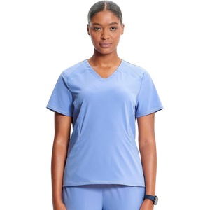 image:imageInfinity by Cherokee Womens VNeck Scrub Top with Kangaroo Pocket HighLow Hem  IN620ACiel